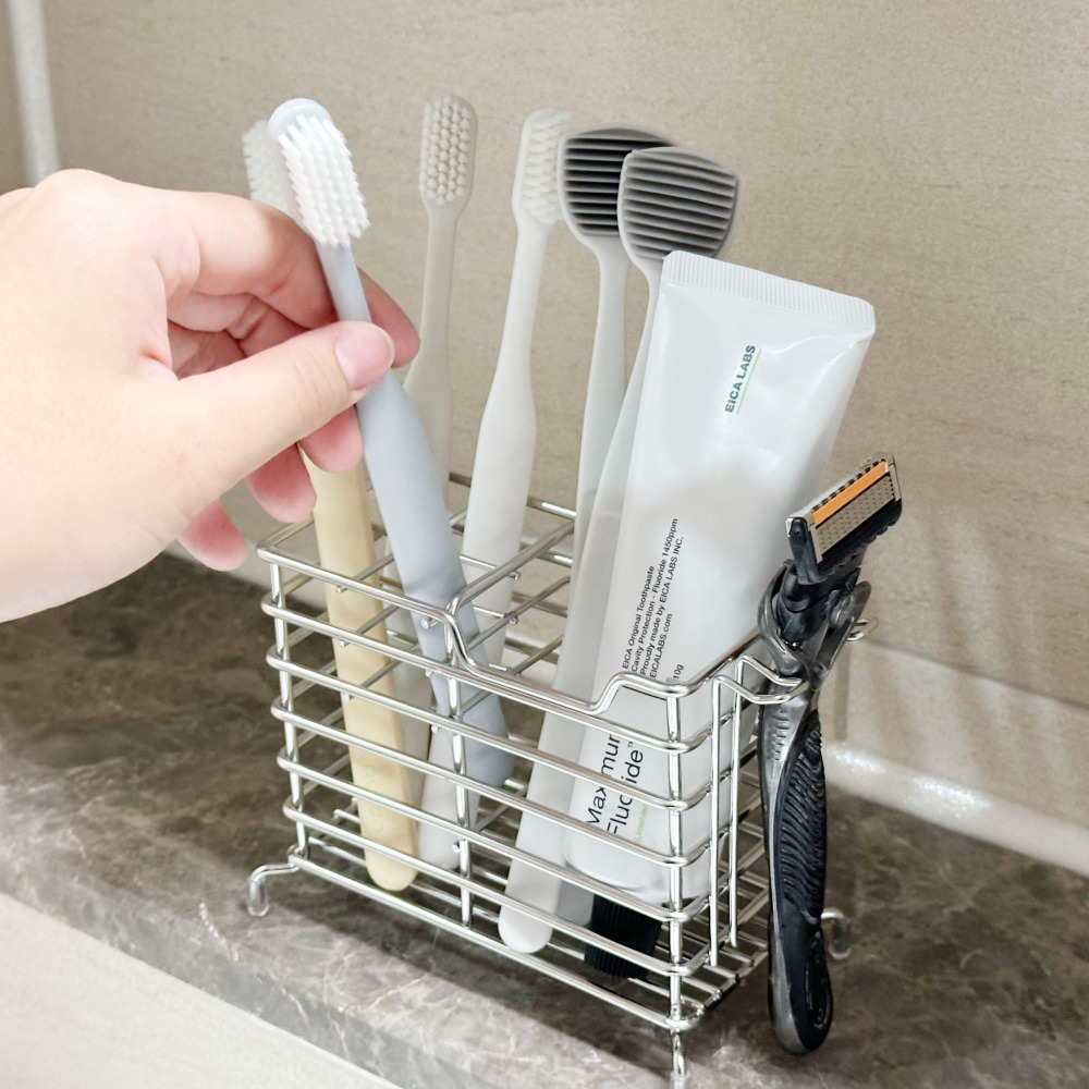 올지 스파이더 칫솔꽂이 면도기 걸이 치약 거치대 통 욕실 화장실 4인 4구, 스텐