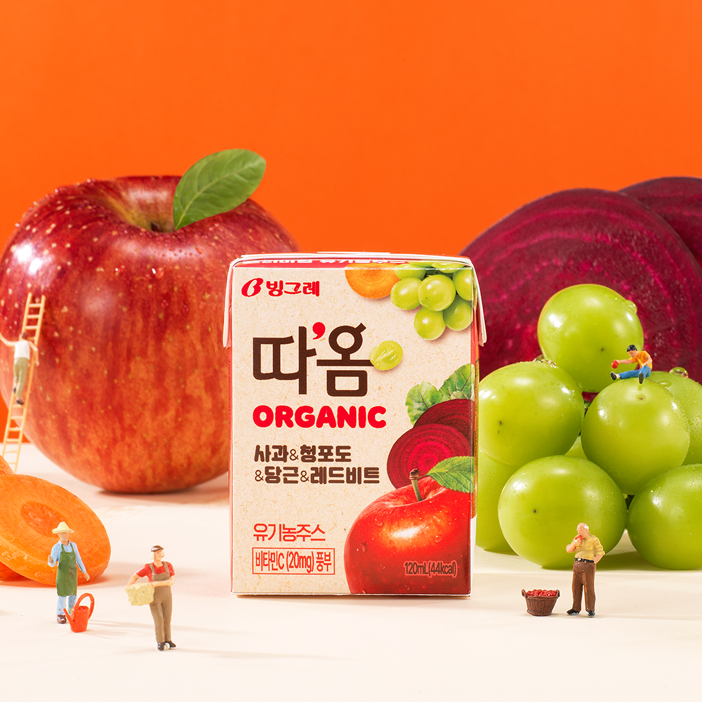 빙그레 따옴 유기농 주스 사과 청포도 당근 레드비트 120ml 24팩