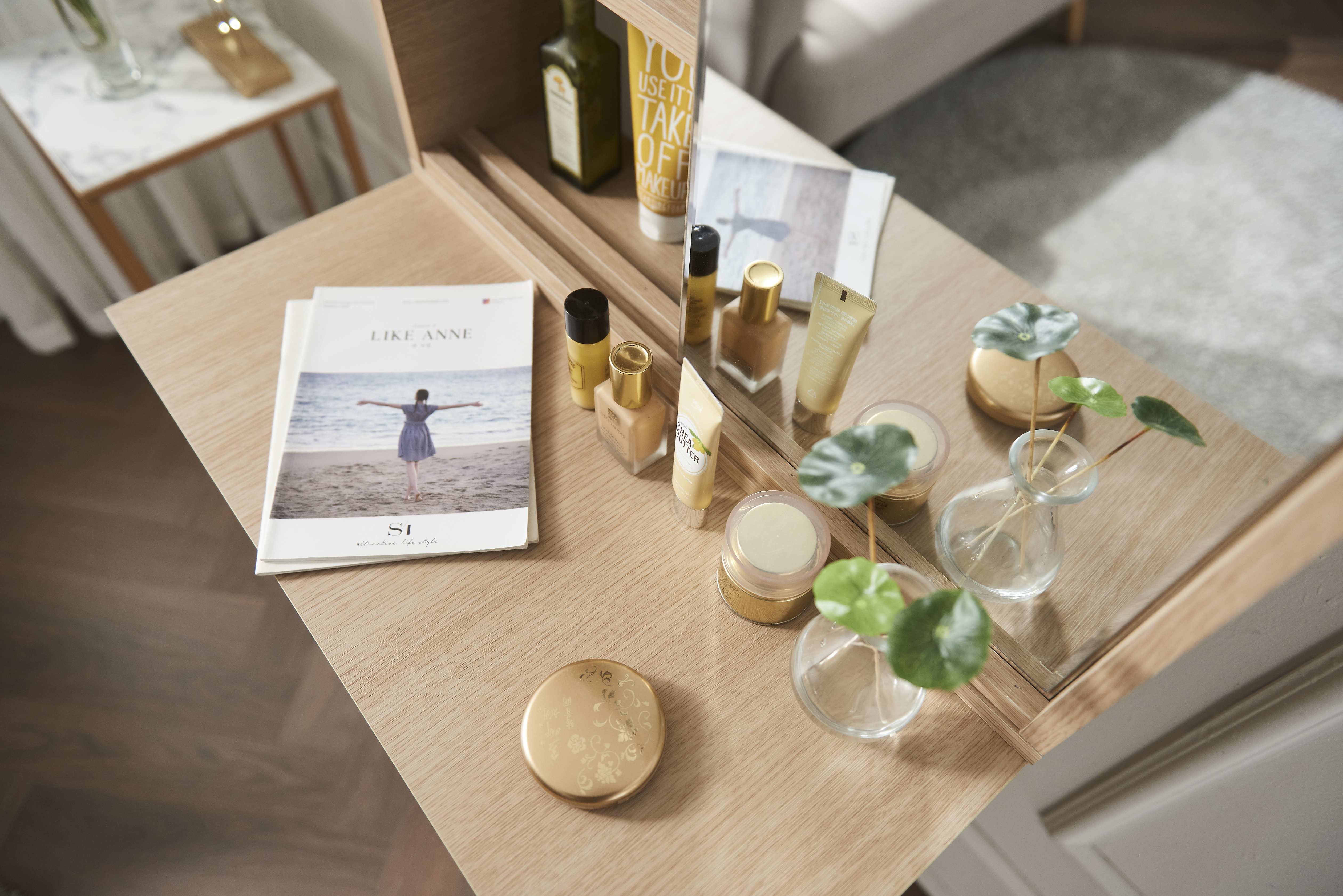 아실리 슬라이딩거울화장대 초등학생 중학생 화장대겸서랍장