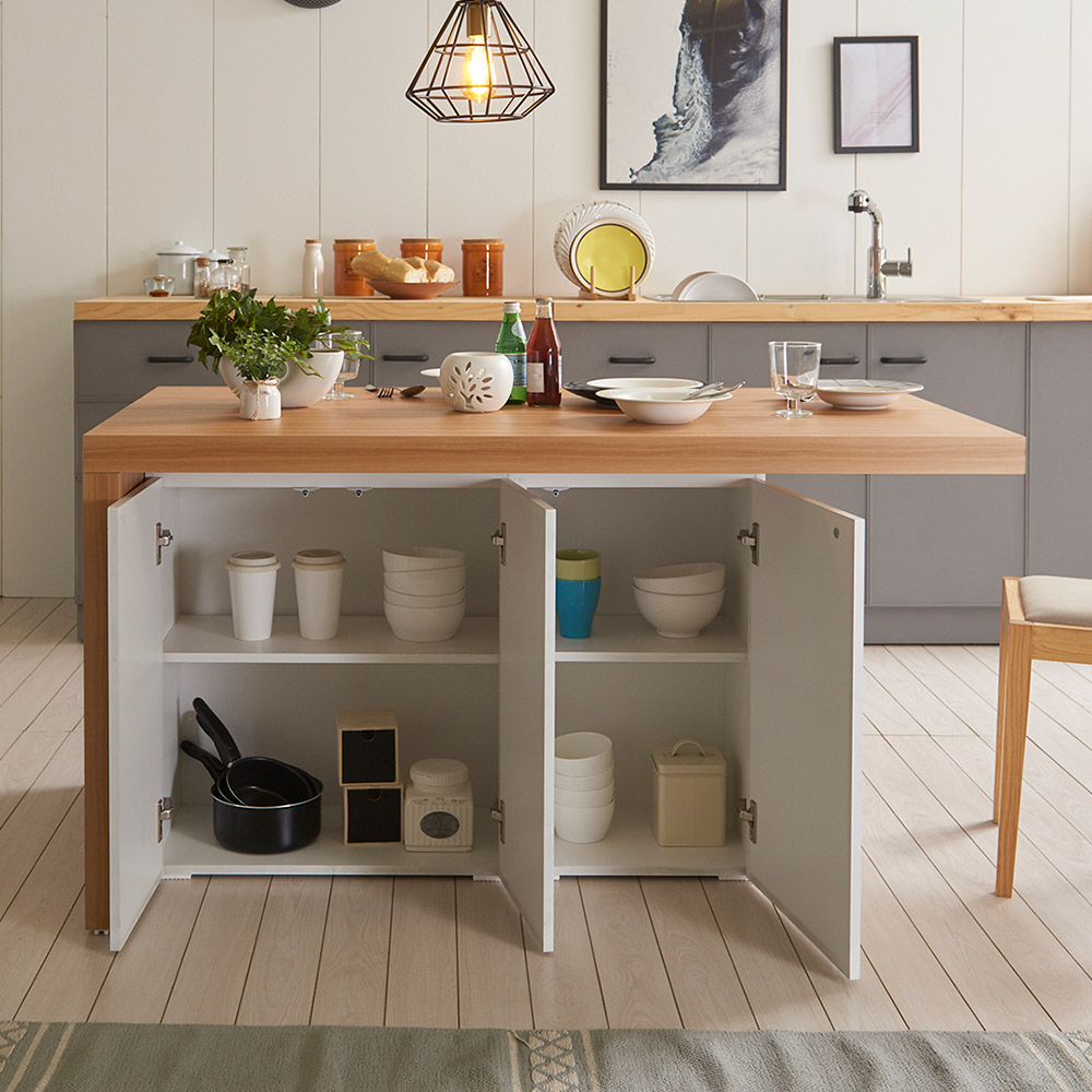 장인가구 프라임 1400 수납형 아일랜드 식탁 홈바테이블