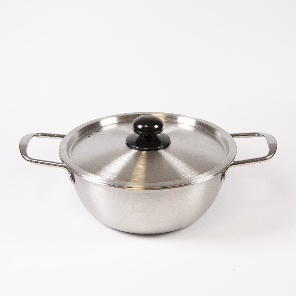 1인용 작은 인덕션 라면냄비 양은 스타일 스텐 냄비 실버 18cm