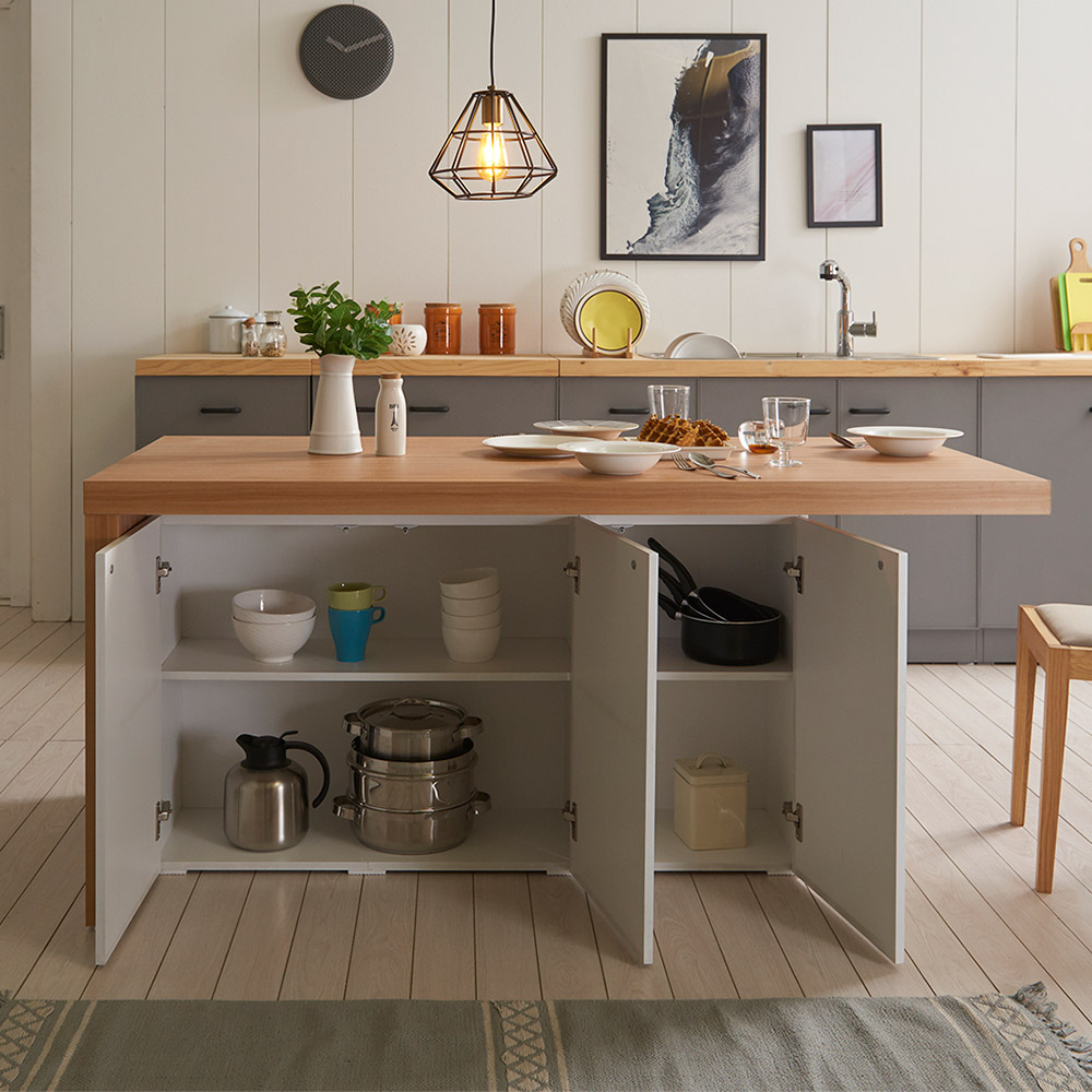 장인가구 프라임 1600 수납형 아일랜드 식탁 홈바테이블