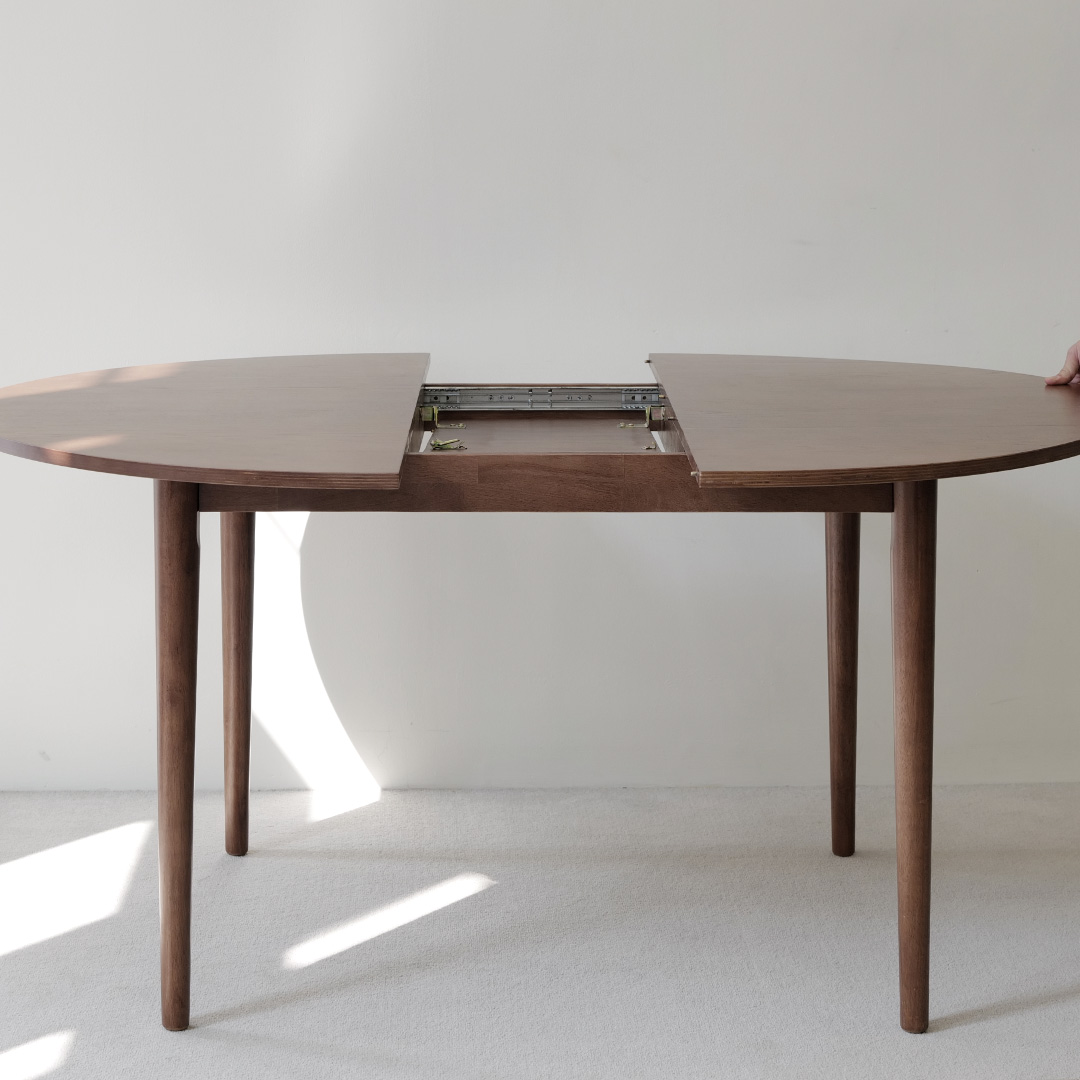 자야캠핑 포르보 월넛 원목 확장형 원형 1200 1500 식탁 테이블