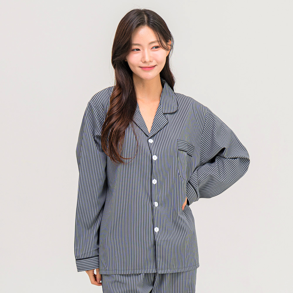 [에이원] 실키 커플파자마 카라 긴팔잠옷 홈웨어 잠옷 세트 - 상세 이미지 5