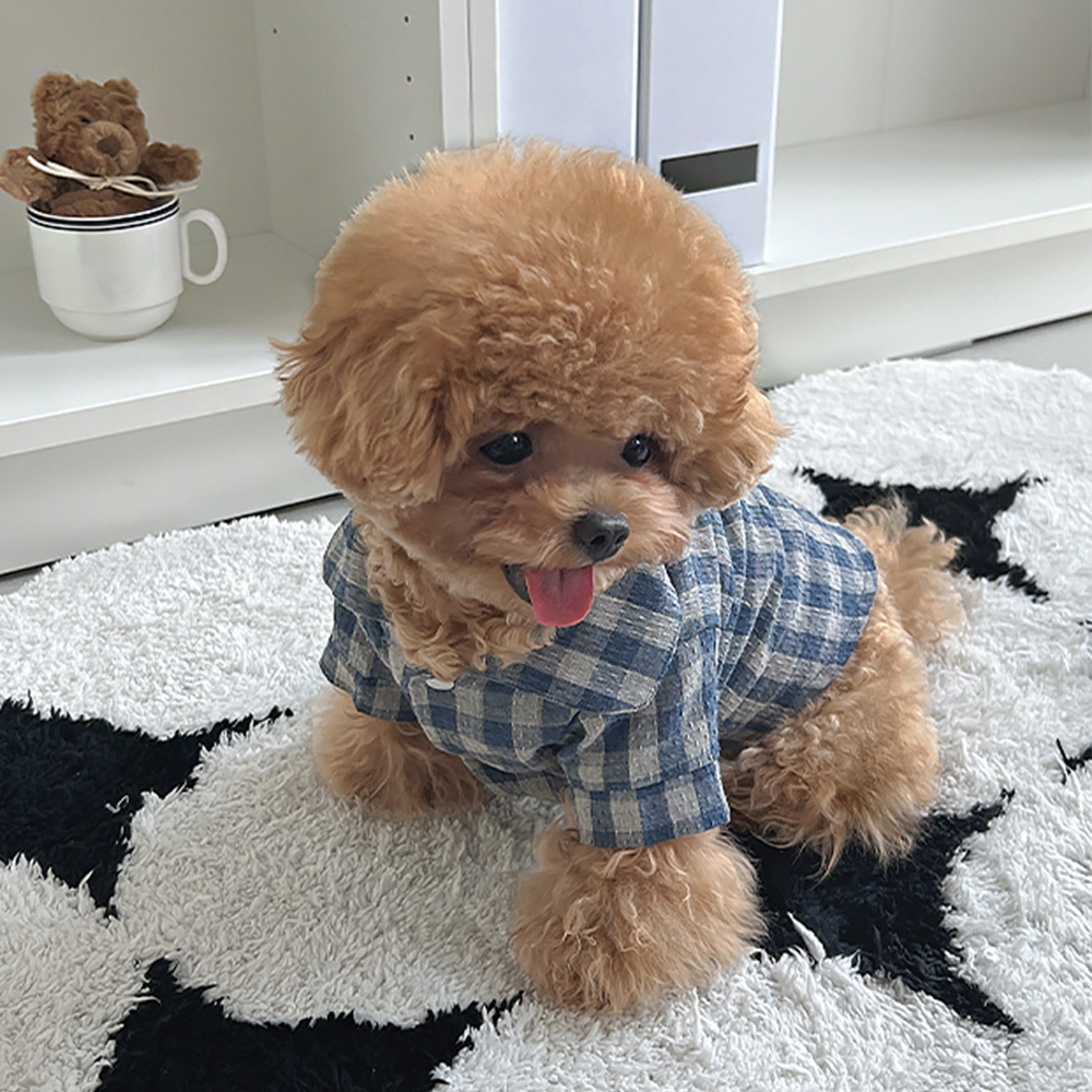 위티 체크 강아지잠옷 반려견 펫파자마 2color - 상품 이미지