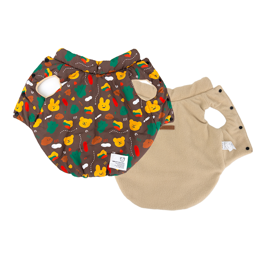 레토 강아지 패딩 양면 겨울옷 초경량 후리스