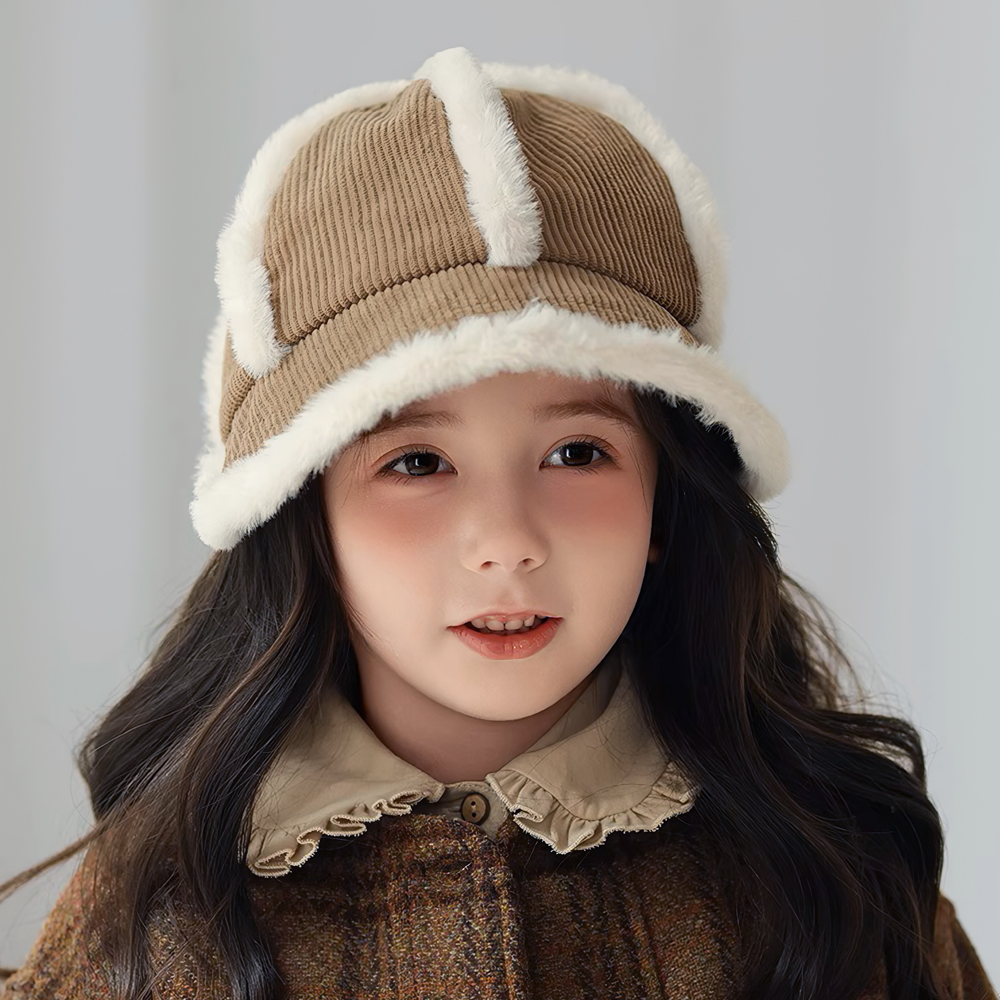 여아 유아 키즈 아동 남아 초등 학생 어린이 주니어 겨울 골덴 방한 코듀로이 캡 모자 - 상세 이미지 3