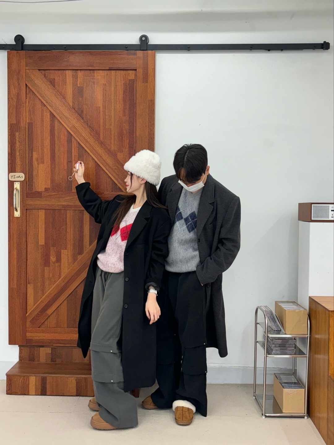 [겨울커플룩❤️/고급]아가일 니트 모헤어 브이넥 겨울니트 상세 이미지 12