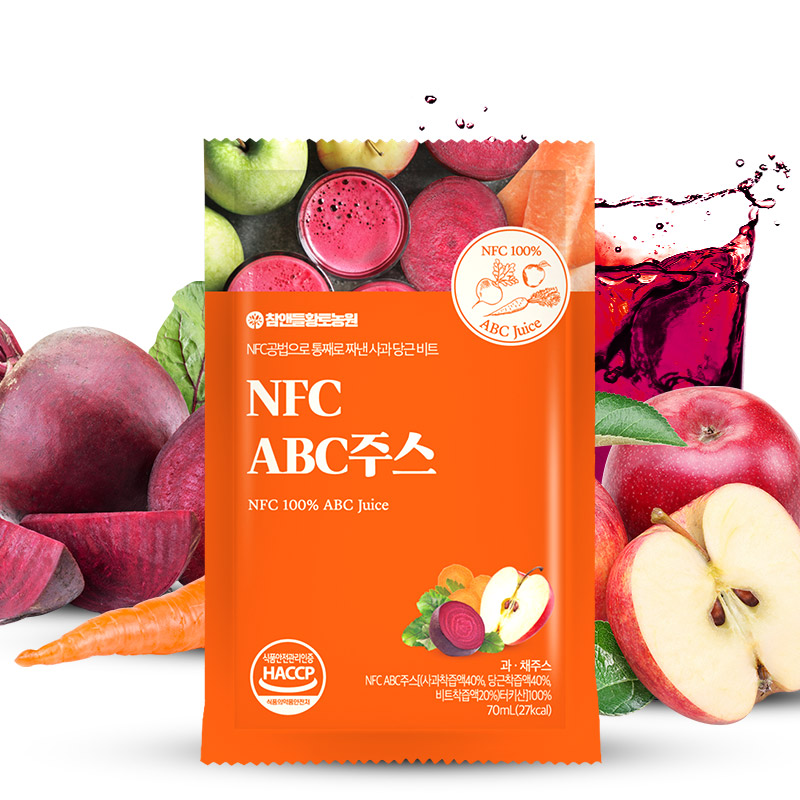 참앤들황토농원 착즙 ABC주스 사과 당근 비트, 70ml, 120개 - 상세 이미지 4