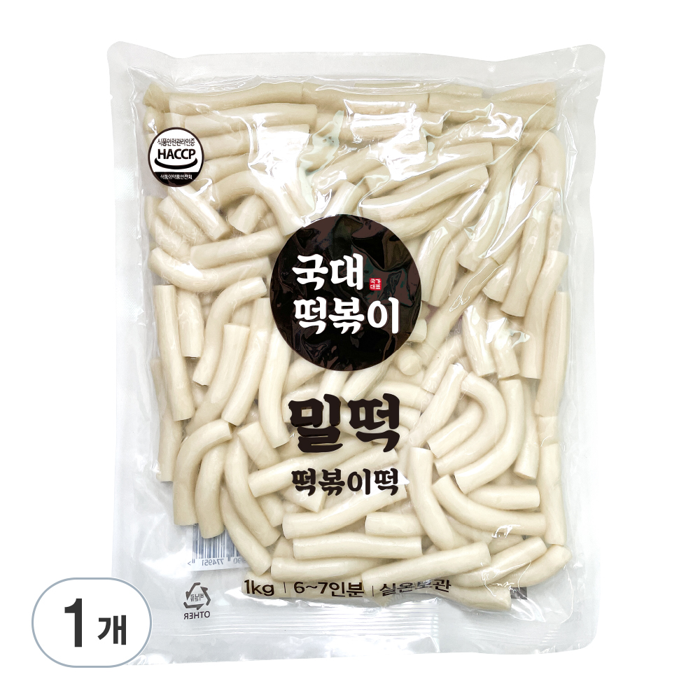 실온보관 국대떡볶이 대용량 떡볶이떡 밀떡, 즉석 국물떡볶이 소스 별매 기본, 1000g, 1개
