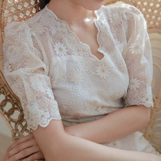 모니카 금사 셀프웨딩드레스 피로연드레스 2부 원피스 돌잔치드레스 대여 - 상세 이미지 5