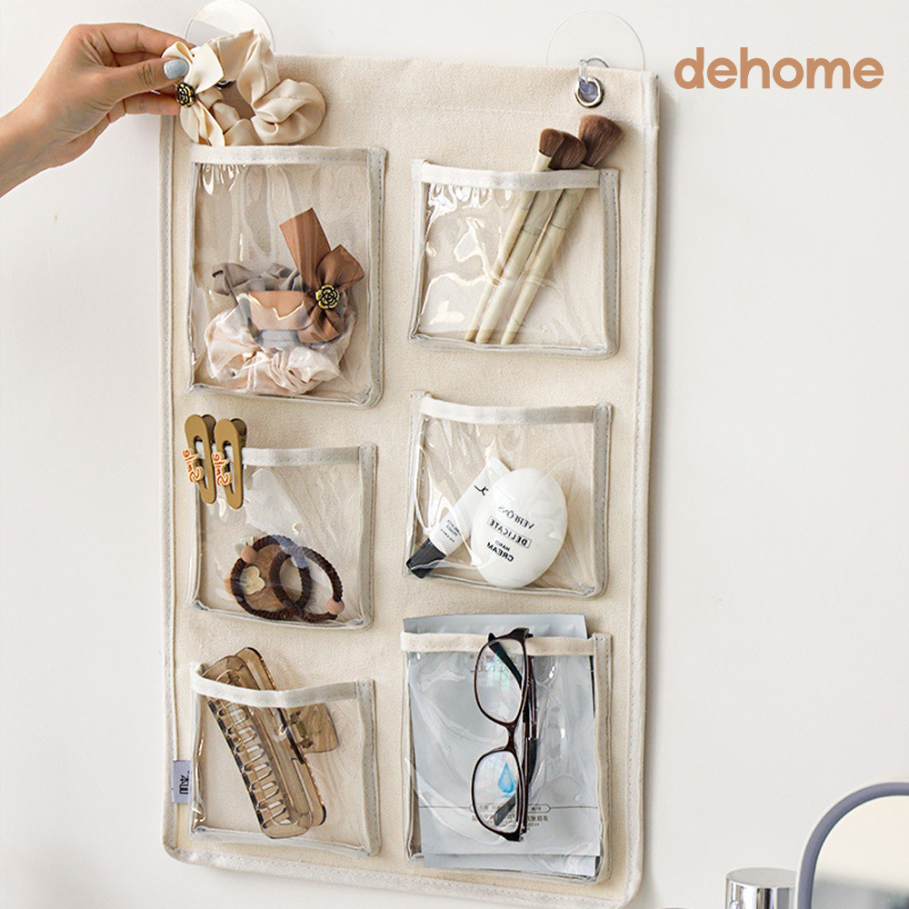벽걸이 투명 수납 포켓 소품 정리함 다용도 패브릭 영수증 꽂이 수납함 캔버스 월 포켓 제품 이미지