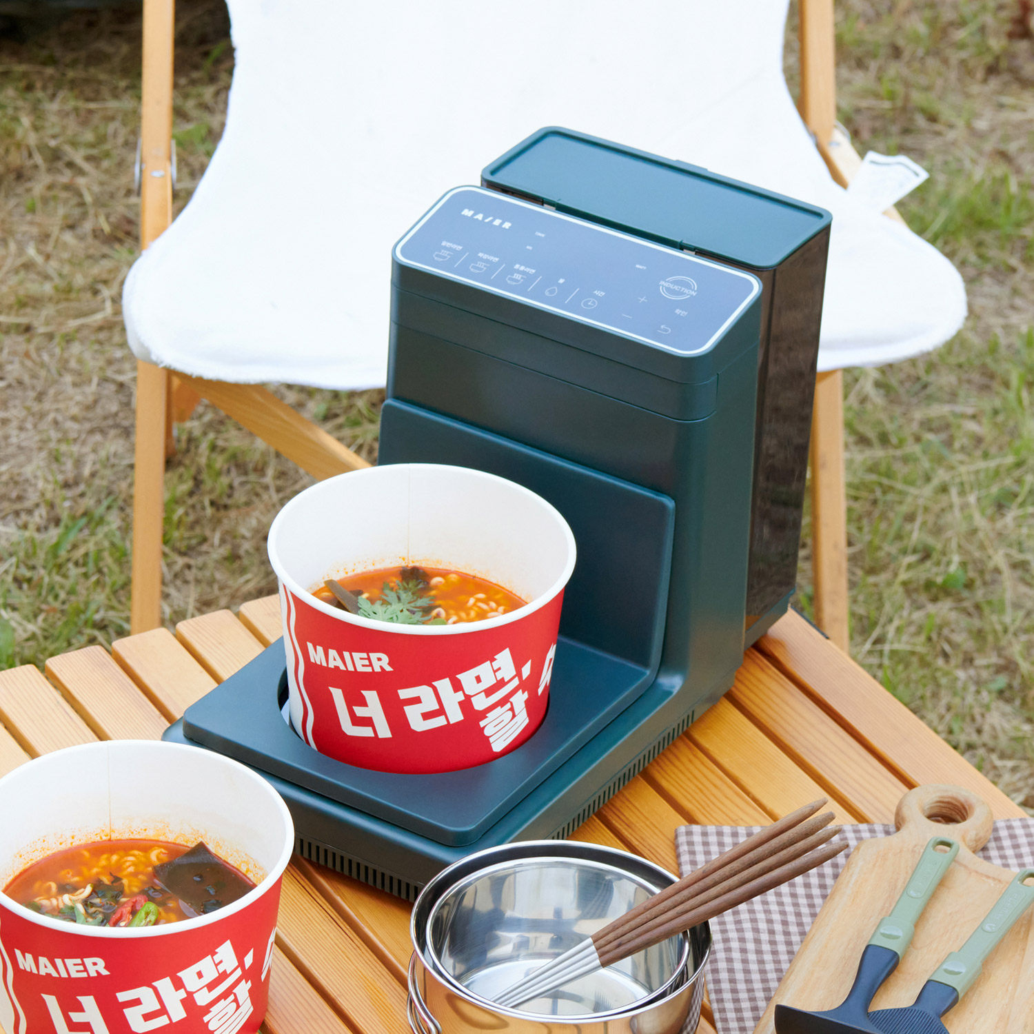[마이어] 즉석 한강 라면 조리기 (Maier ez100) 라면 끓이는 기계 신애라 가정용 캠핑 멀티 쿠커 미우새