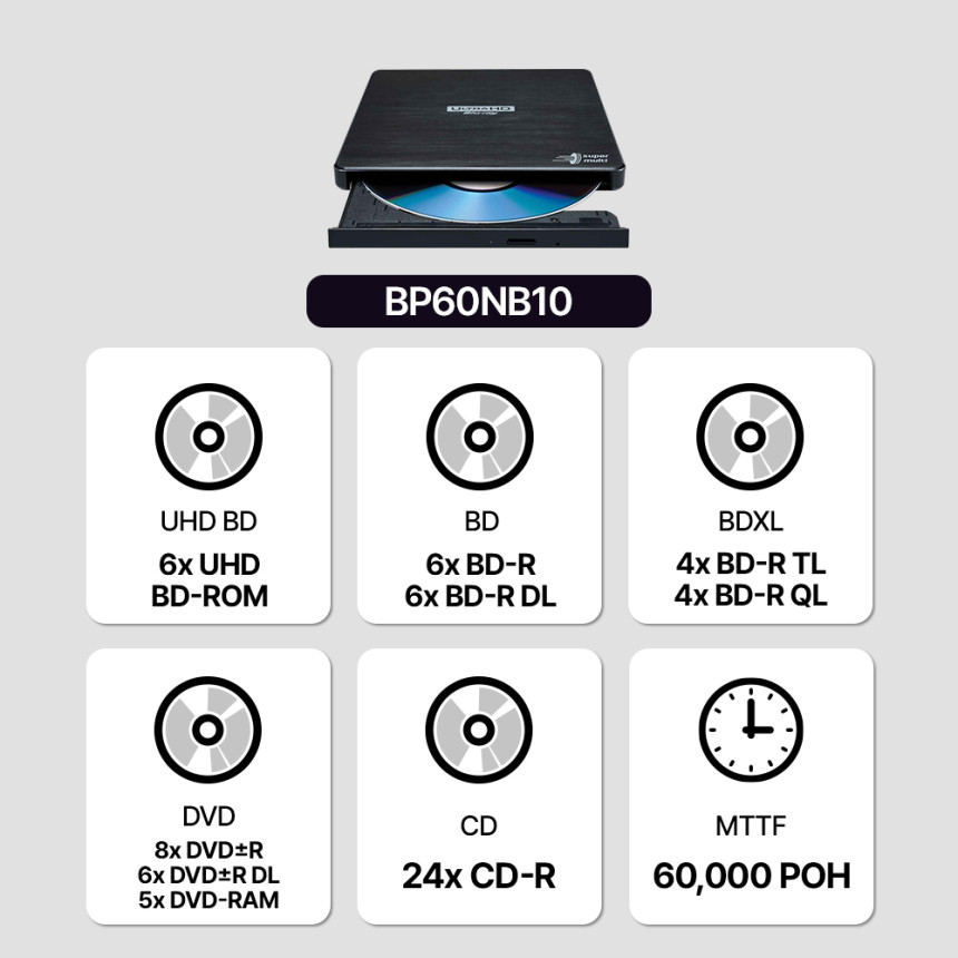 BP60NB10 영화 콘서트  블루레이 DVD CD 재생 리핑 노트북 외장 ODD 사진 3
