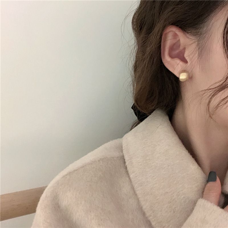 완두콩 925 실버 골드 귀걸이 데일리 볼드귀걸이 - 상세 이미지 3