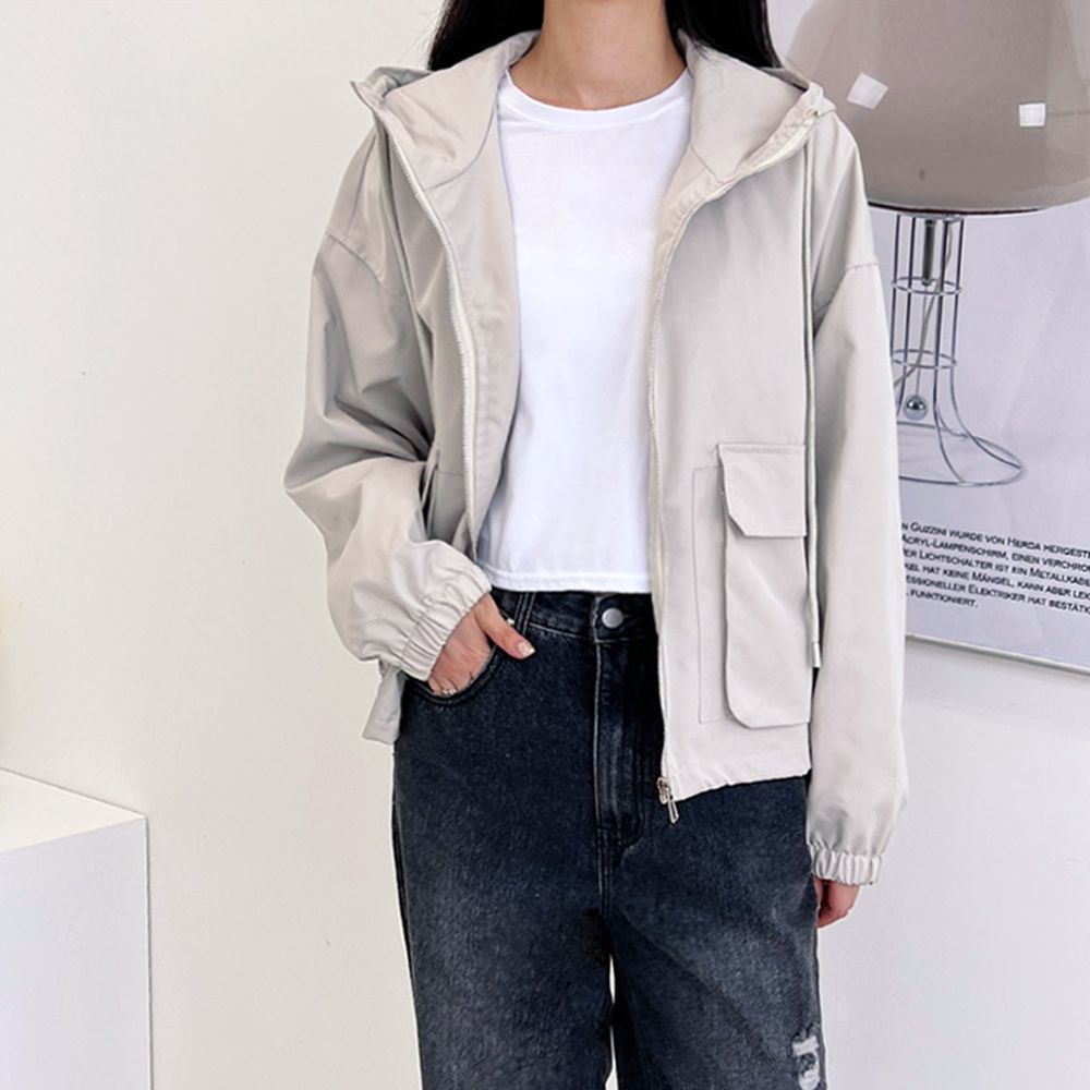여성봄바람막이 가을 간절기 후드 여성 집업 점퍼 잠바 - 상세 이미지 5