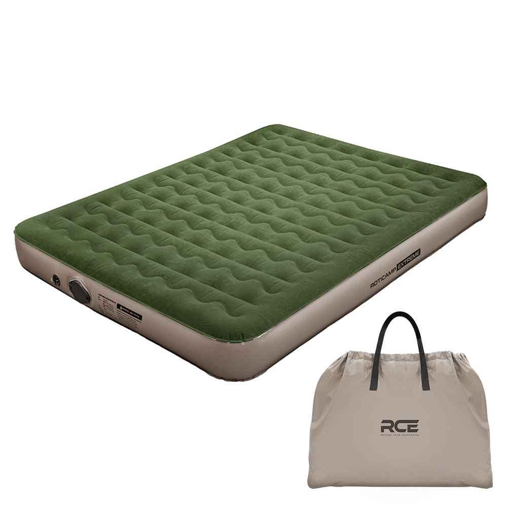 로티캠프 에어 매트 자충 캠핑 침대 매트리스 텐트 휴대용 퀸, 카키
