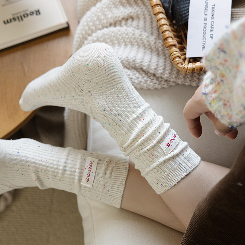 허니컬러 라벨 레터링 무압박 골지 보카시 양말 삭스