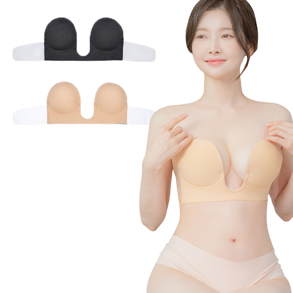 U자형 더블 누브라 끈없는 오프숄더브라 붙이는 누드브라 웨딩속옷 - 상품 이미지