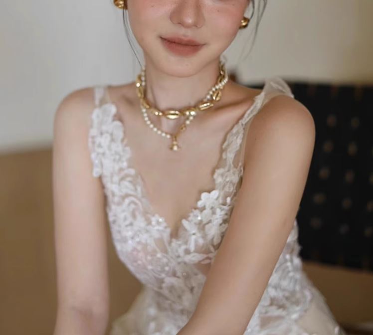 레이스셀프웨딩드레스 결혼식2부 이브닝 스몰웨딩 신부원피스 촬영 돌잔치 맘드레스 - 상세 이미지 4