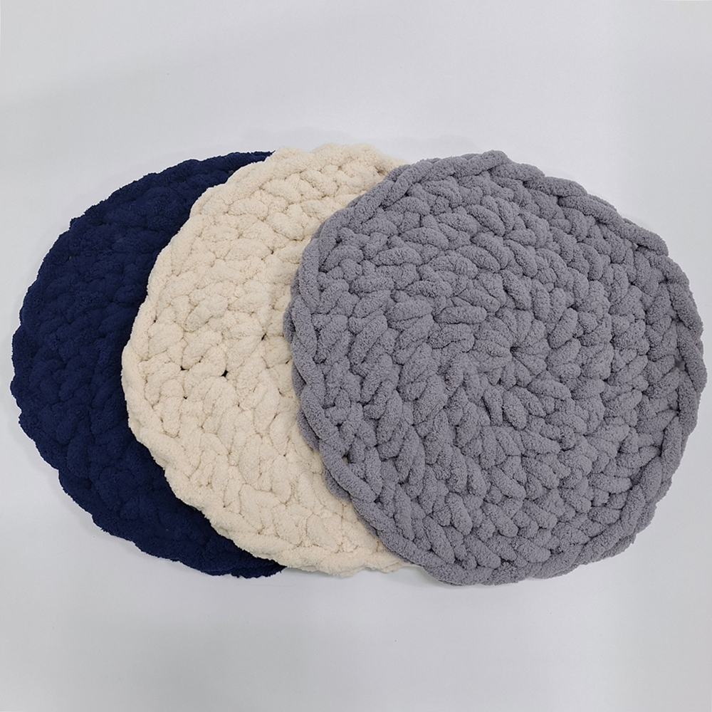 띵덕 동그란 원형 동그라미 니트 뜨개 손님 방석 50cm