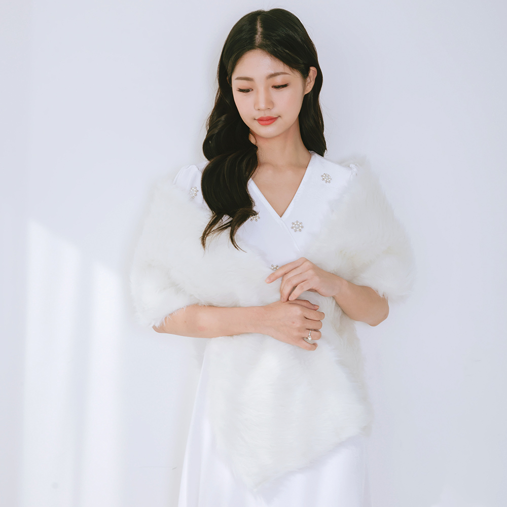 [퍼볼레로] 릴리드레스 웨딩볼레로 숄 케이프 진주망토 - 상세 이미지 4