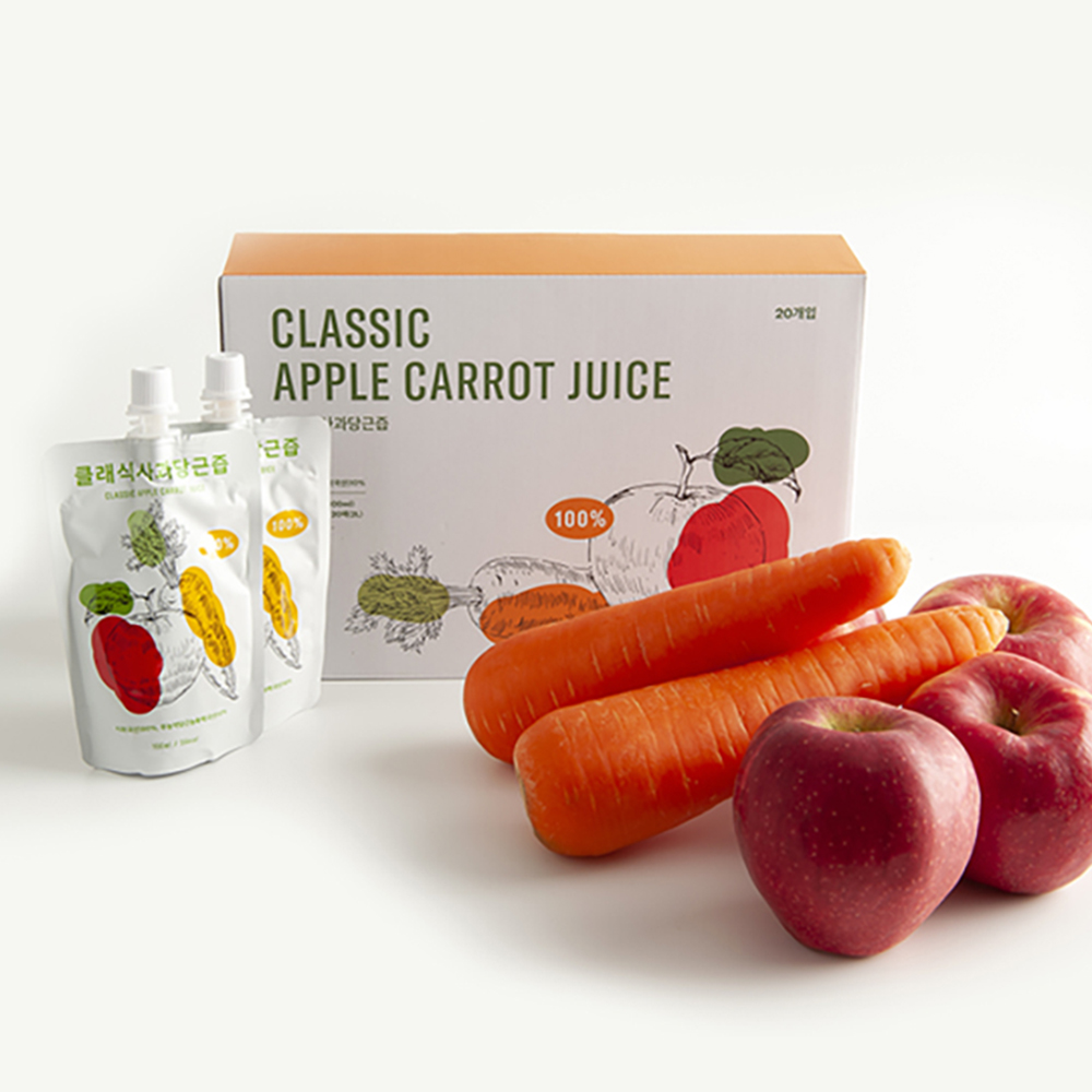 (클래식농원)국내산 NFC 사과당근즙 100ml 20팩 괴산사과 제주당근