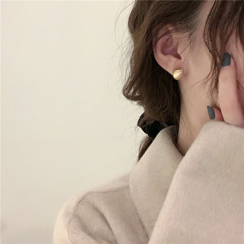 완두콩 925 실버 골드 귀걸이 데일리 볼드귀걸이 - 상세 이미지 5