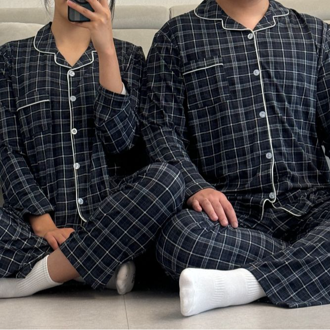겨울 수면 잠옷 커플 파자마 홈웨어 피치기모 빅사이즈 : 치얼스샵