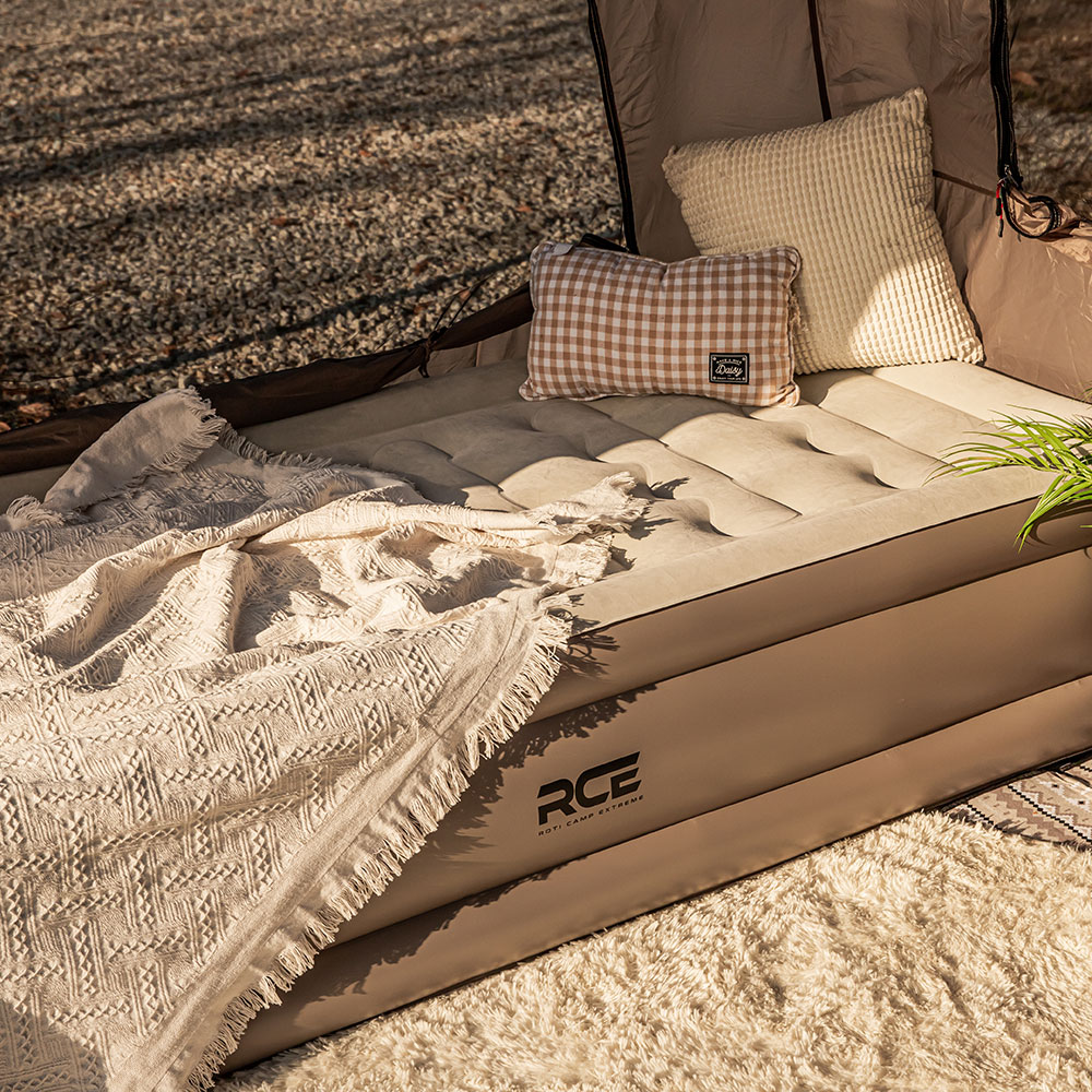 로티캠프 에어 매트 자충 캠핑 침대 매트리스 텐트 휴대용 46cm 싱글, 탄
