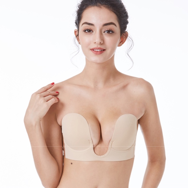 U자형 더블 누브라 끈없는 오프숄더브라 붙이는 누드브라 웨딩속옷 - 상세 이미지 2