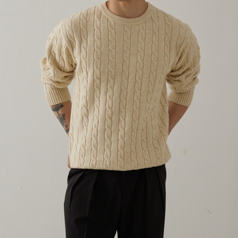 남자니트 남성케이블니트 남자두꺼운스웨터 제품 이미지