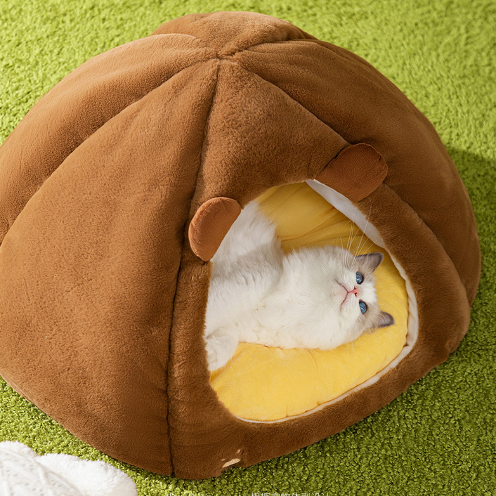 고양이 숨숨집 강아지 하우스 애견 동굴집 침대 텐트 곰돌이하우스 소형 - 상세 이미지 4