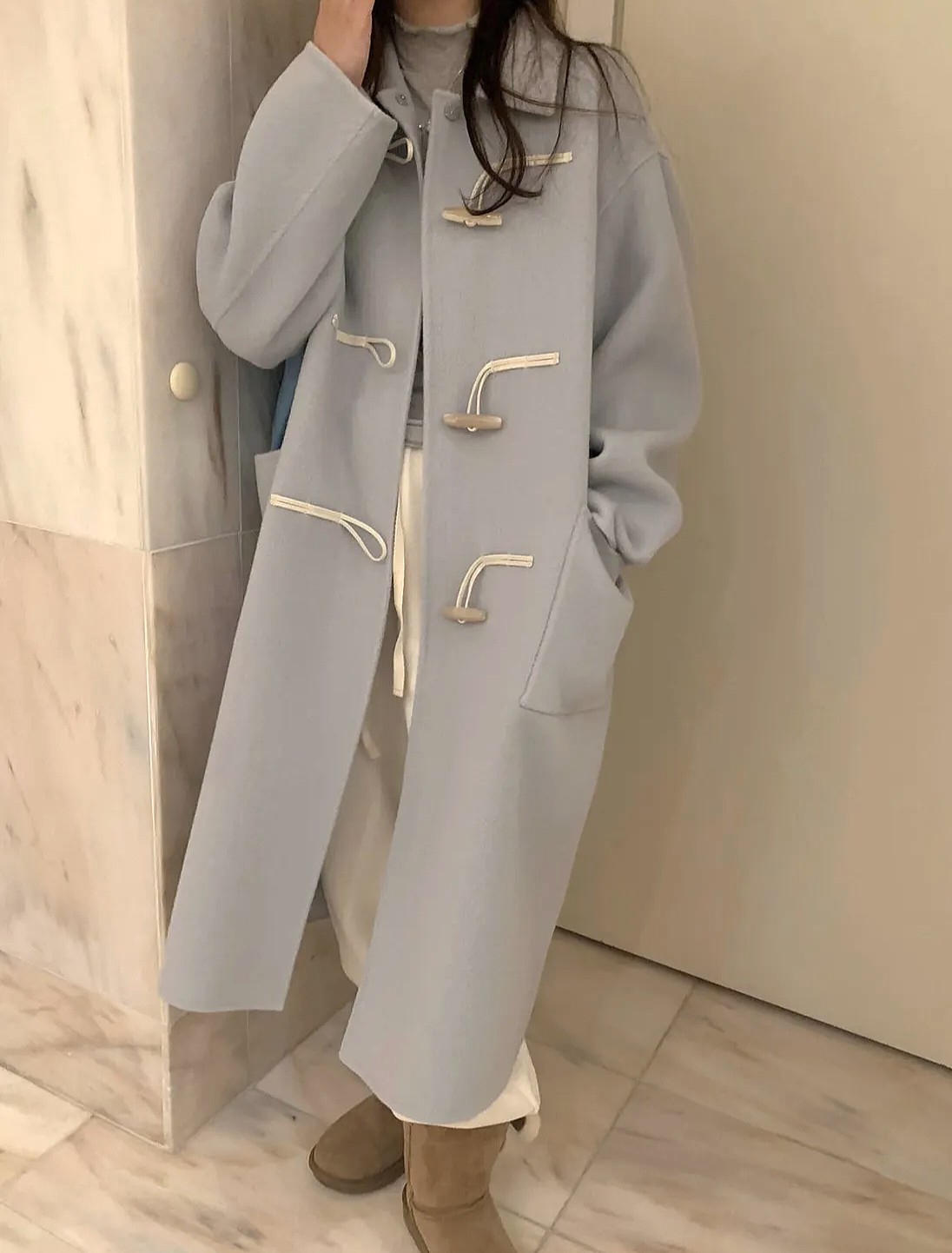 24FW 프리티영띵 카라 토글 롱 핸드메이드 코트 상세 이미지 4