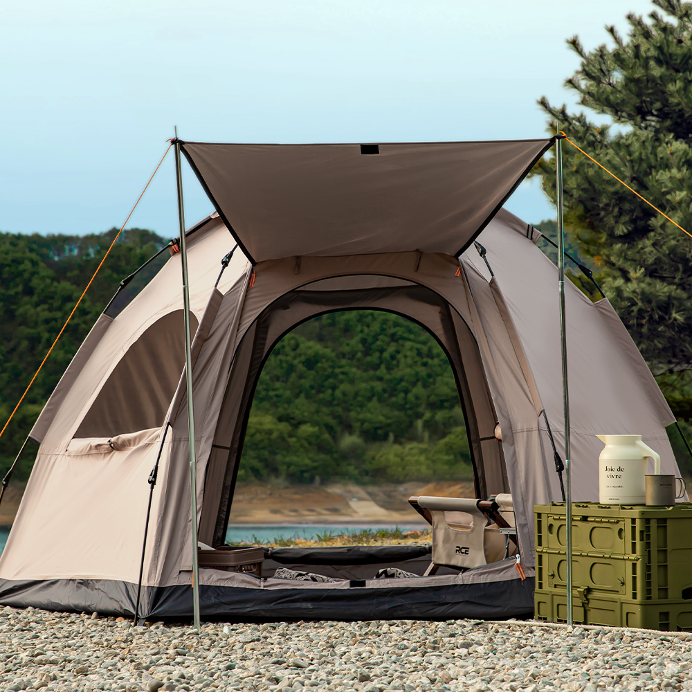 로티캠프 원터치 텐트 돔 그늘막 캠핑 감성 HEX5-2 헥사타프세트 탄