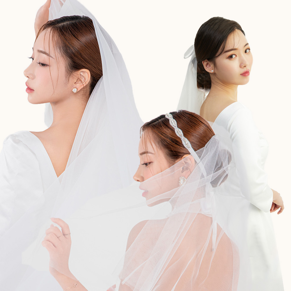 셀프웨딩베일 면사포 루루 리본 미니베일 - 상품 이미지