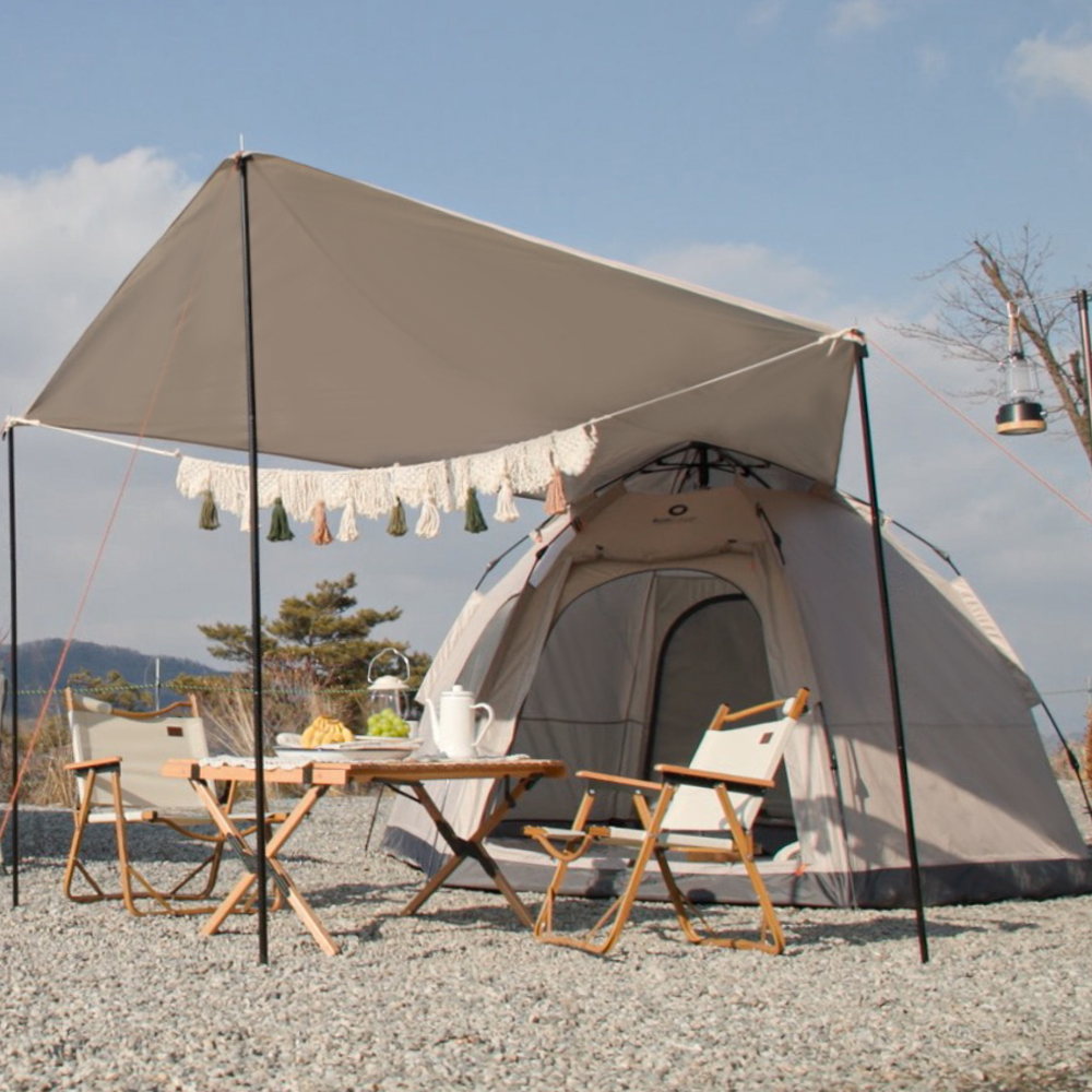 로티캠프 원터치 텐트 돔 그늘막 캠핑 감성 HEX5-2 헥사타프세트 탄