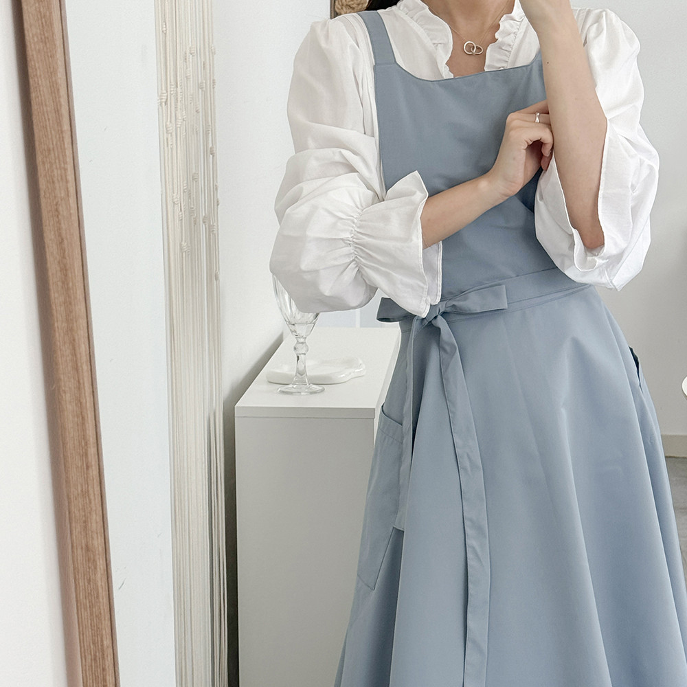 한스데이 리나 플레어 방수 앞치마 롱 원피스 자수 플로리스트 네일샵 에이프런