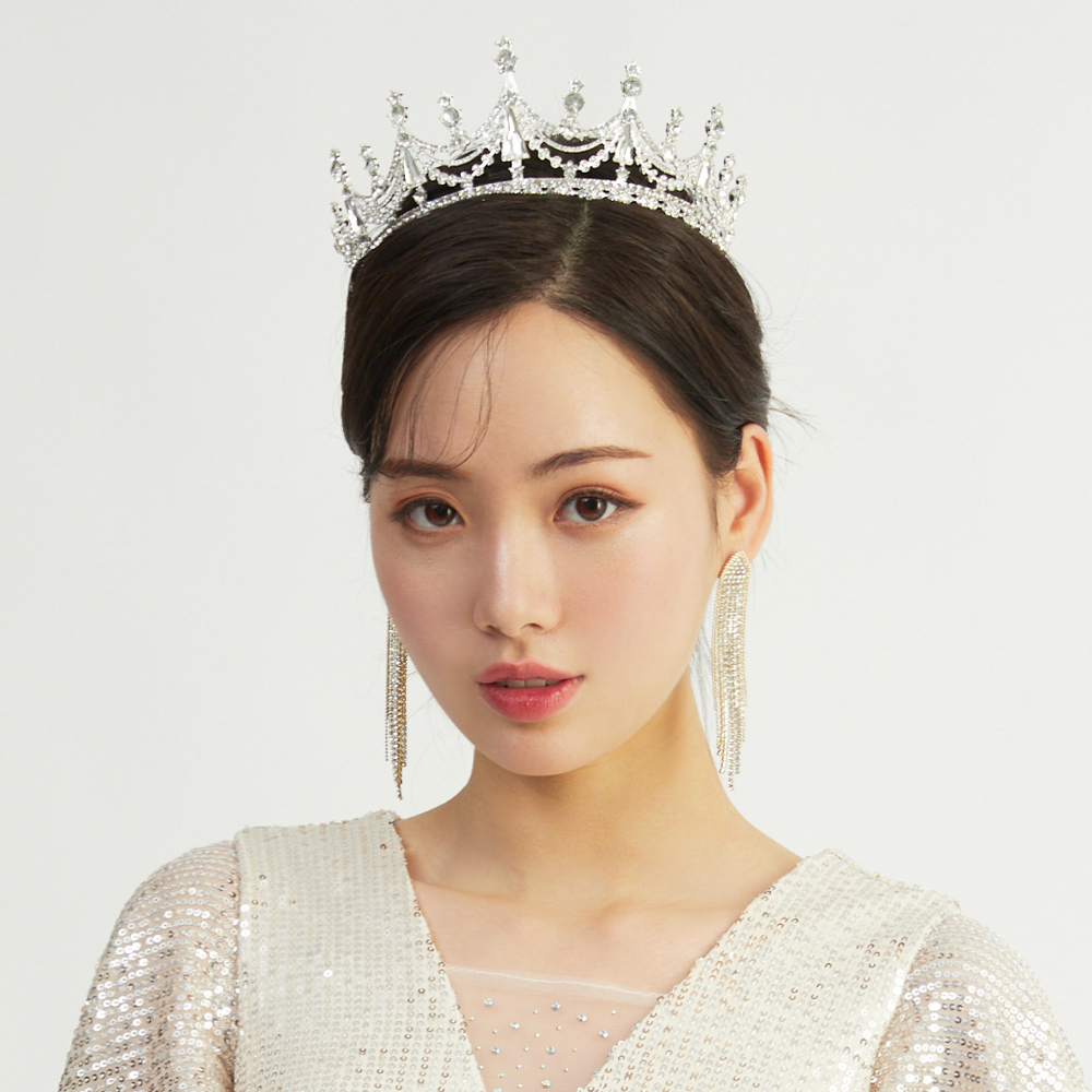 화이트퀸 티아라 웨딩티아라 공주왕관 머리띠 - 상세 이미지 4