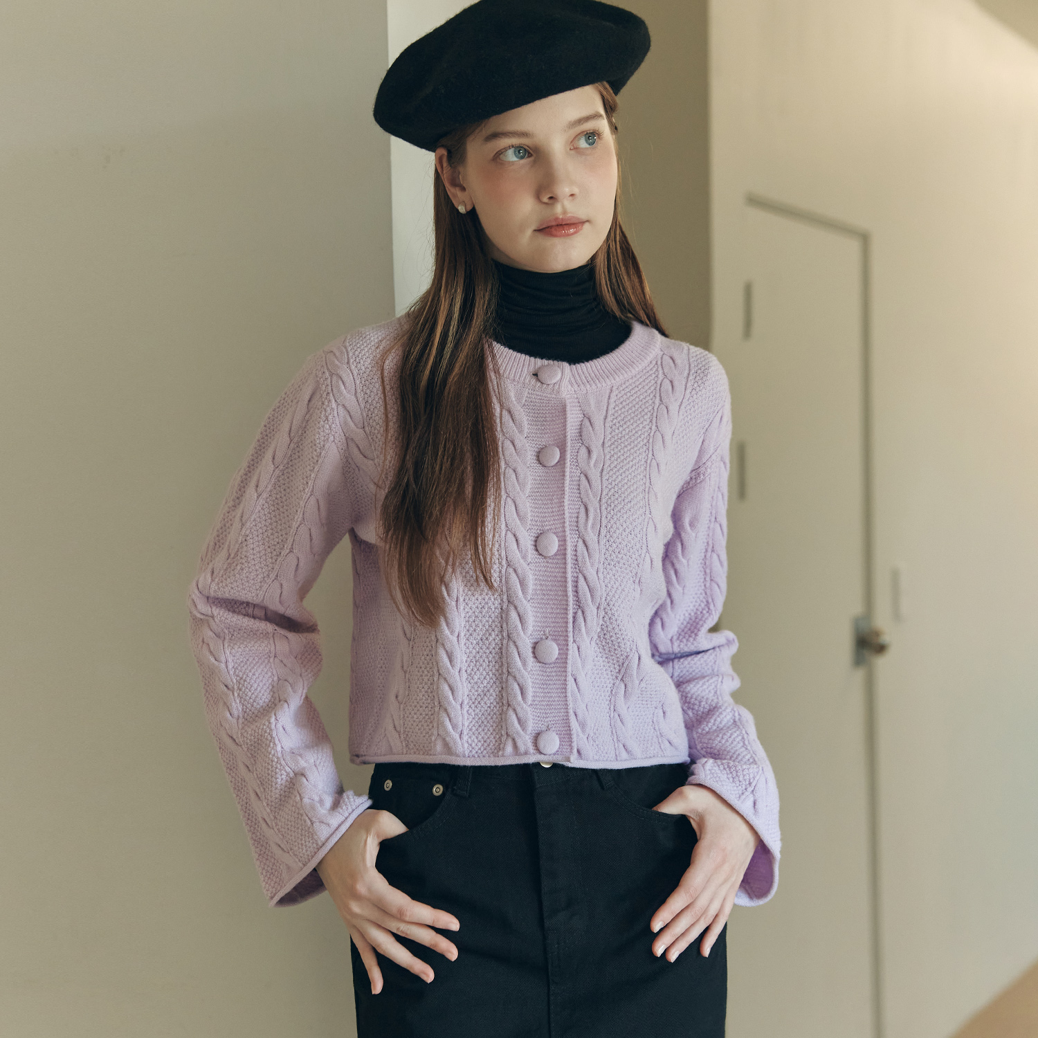 [제로스트릿]트위스트 플레어 가디건 TWIST FLARE CARDIGAN / PURPLE