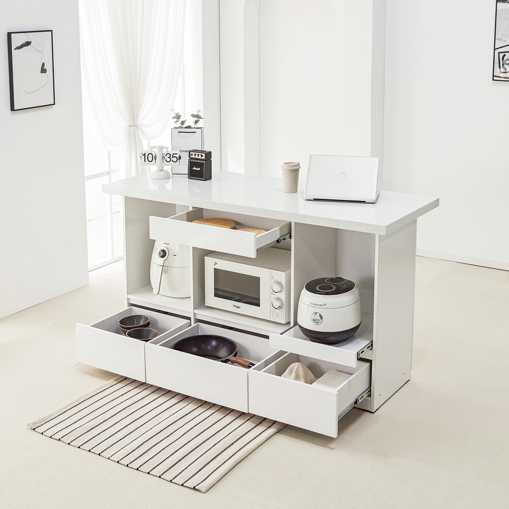 엘리사B 주방아일랜드장 수납장 홈바테이블 보조조리대 수납식탁