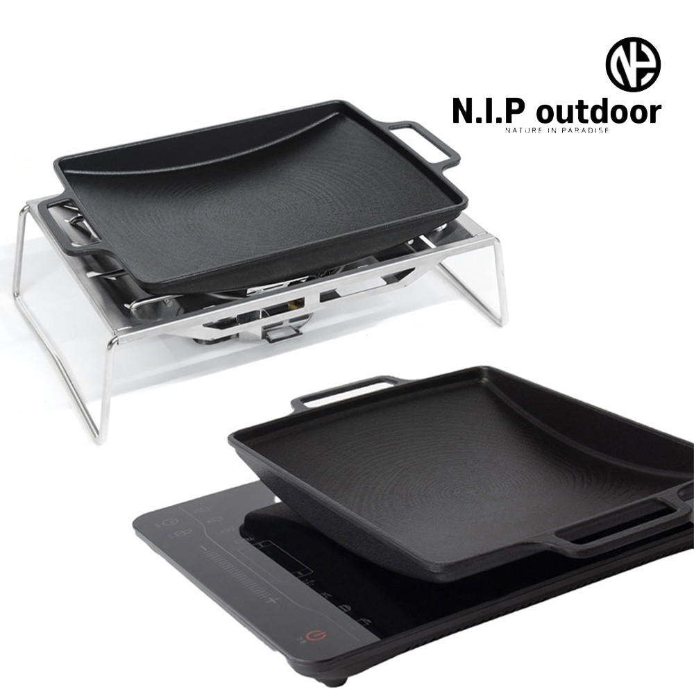 N.I.P 플랫 그리들 팬 / 사각 깊은 미니 전골 인덕션겸용 IGT 플랫버너 호환