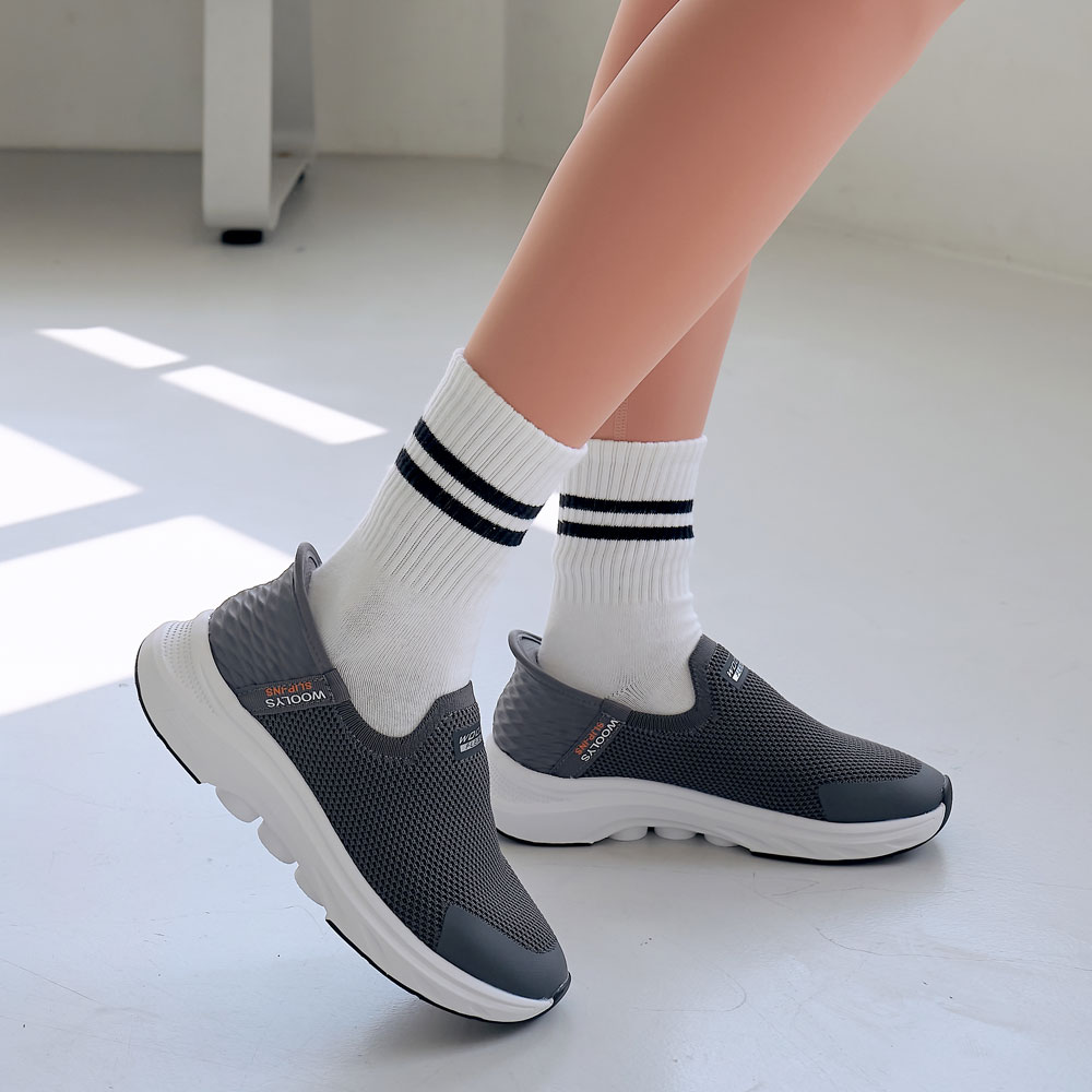 스포티한 디자인 인슬립 키높이 여성 슬립온 운동화 4cm - 상세 이미지 5