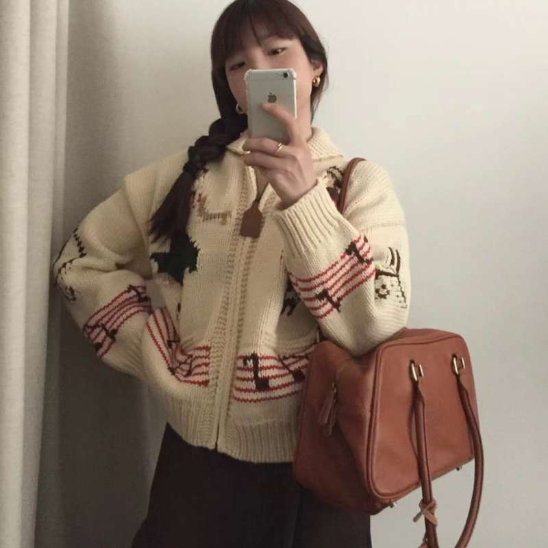 노르딕가디건 코위찬 자카드 가디건 빈티지 스웨터 - 상세 이미지 2