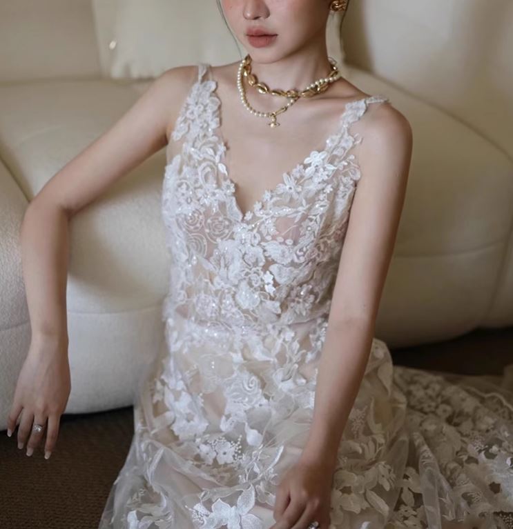 레이스셀프웨딩드레스 결혼식2부 이브닝 스몰웨딩 신부원피스 촬영 돌잔치 맘드레스 - 상세 이미지 2