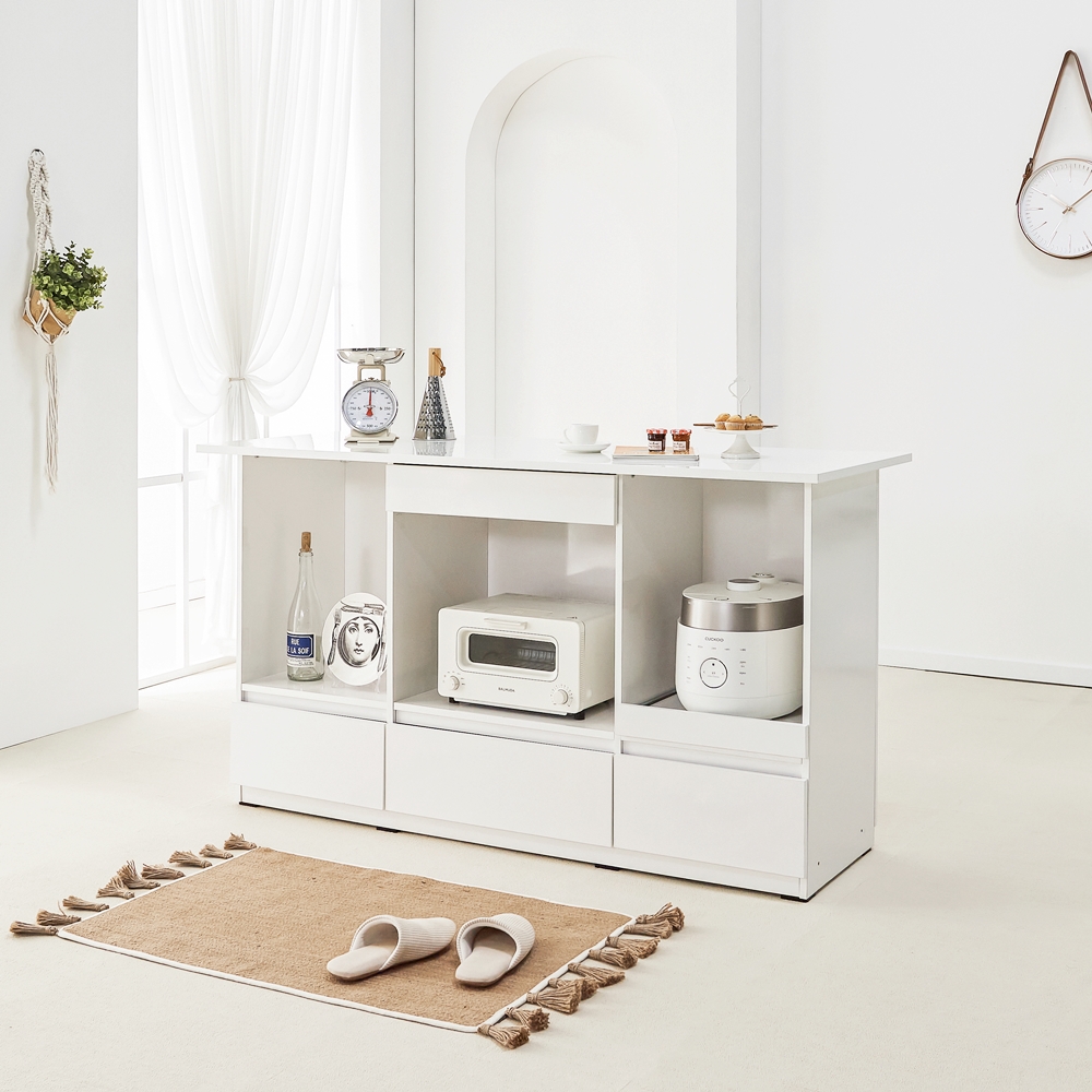 엘리사B 주방아일랜드장 수납장 홈바테이블 보조조리대 수납식탁