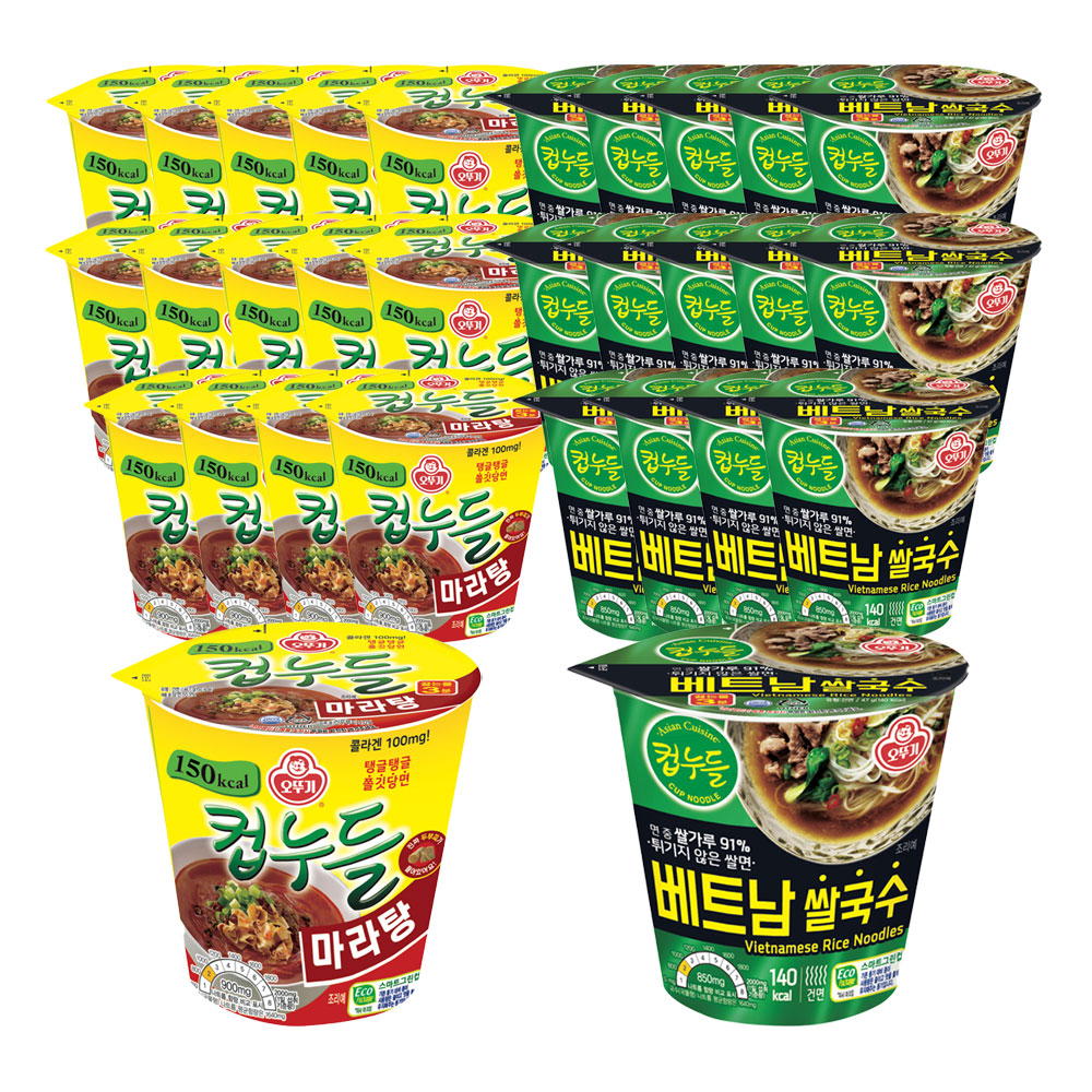 오뚜기 컵누들 마라탕 44.7g 15개+베트남쌀국수 47g 15개 - 메인 이미지