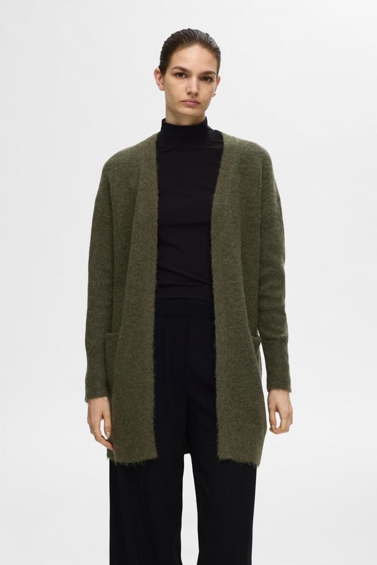 셀렉티드 울 혼방 롱 가디건 5795211 VERDE