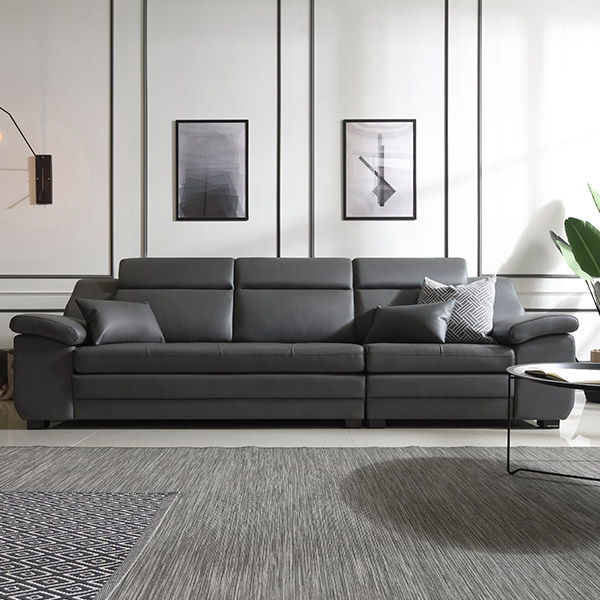 삼익가구 버나드 천연소가죽 4인용 소파 스툴제외