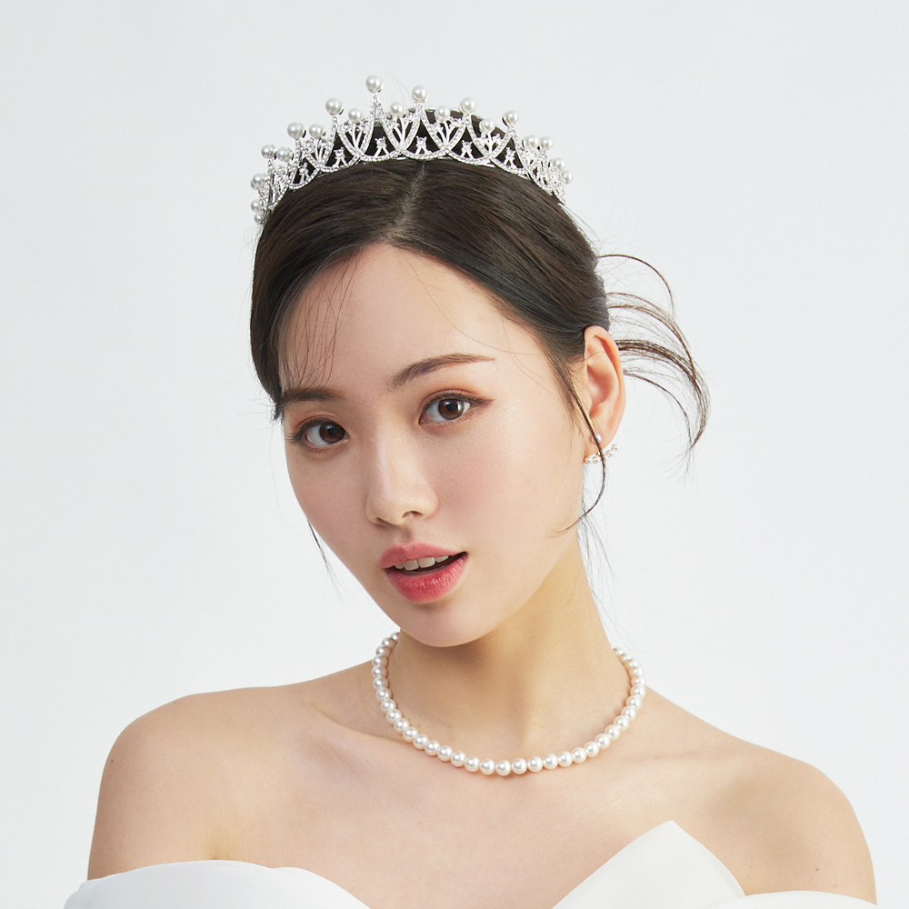 화이트퀸 티아라 웨딩티아라 공주왕관 머리띠 - 상세 이미지 3
